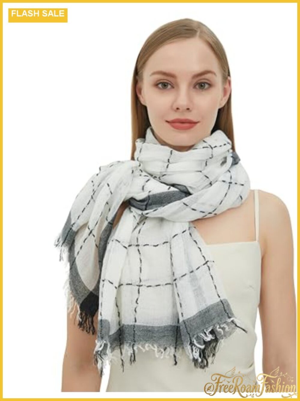 Lurex Plaid Fashion Scarf Large Shawl Wrap for Party Dress